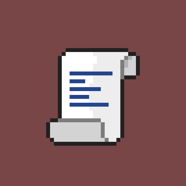 Document paper in pixel art style