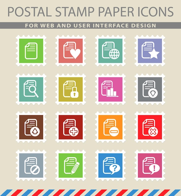 Document symbols on mail paper icons