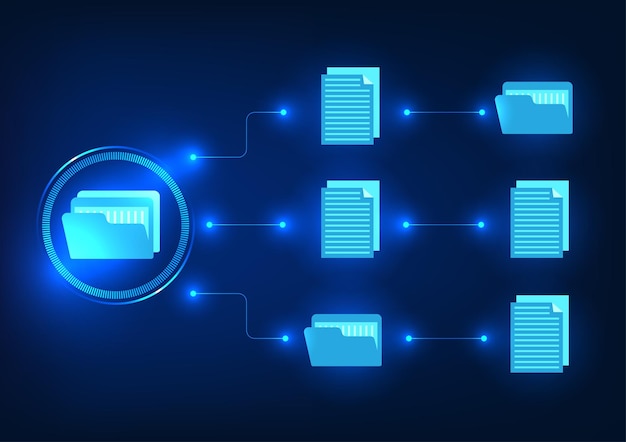 Document technology The document file is inside the technology circle connected to the document