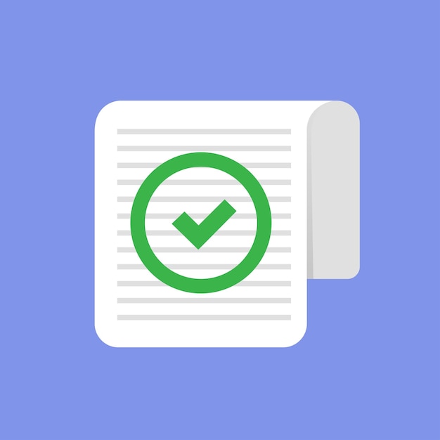 Document with approved checkmark illustration