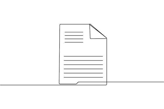 Document with folded corner continuous one line drawing