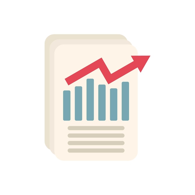 Document with growing bar chart and upward arrow trend