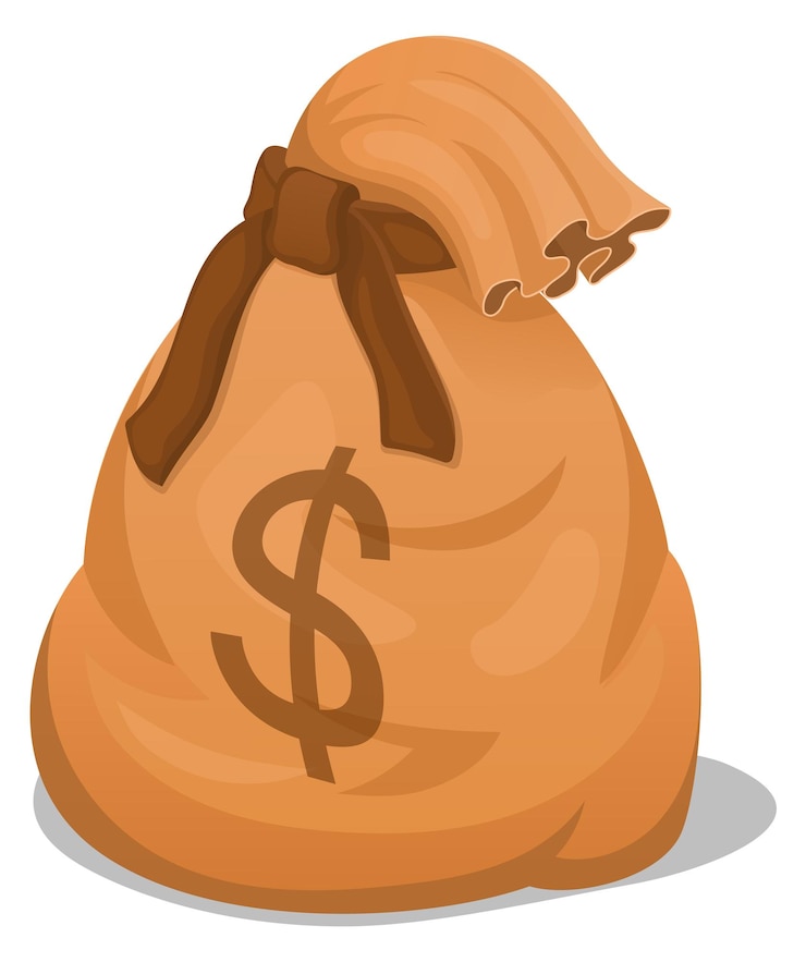 Vektör dollar sack icon cartoon canvas bag with money