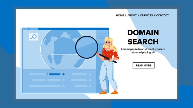 Domain Search Young Woman In Internet Space Vector