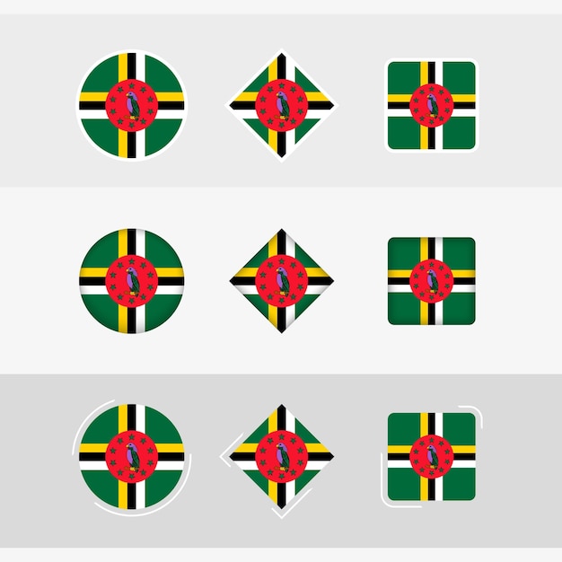 Dominica flag icons set vector flag of Dominica