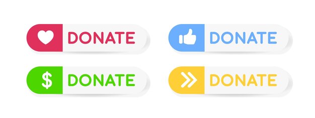Donate set icons Flat style Vector icons