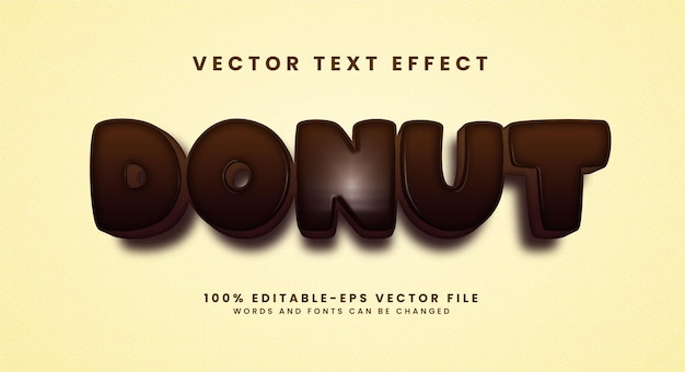 donut 3d text effect. editable text style effect suitable for food product needs.