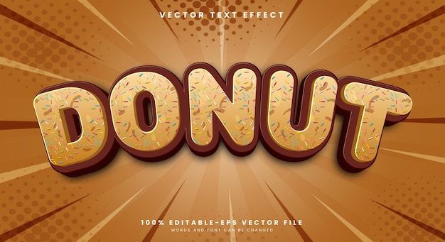 donut sweet editable text effect with dessert and cake text style