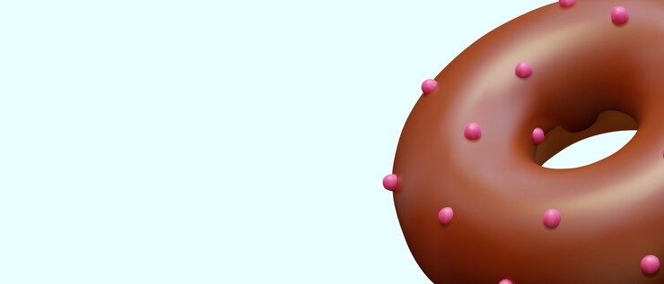 Vektör donut with chocolate topping and pink sprinkles realistic closeup illustration