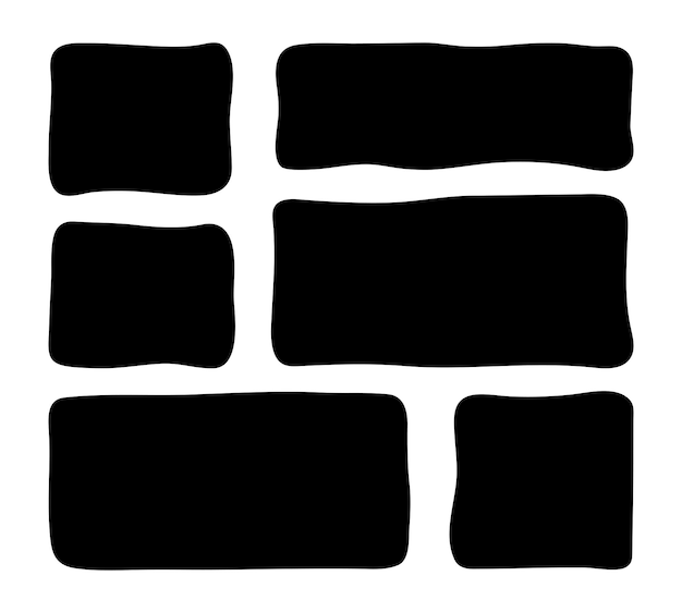 doodle black vector shapes and frames for social media kids abstract text box with soft edges by