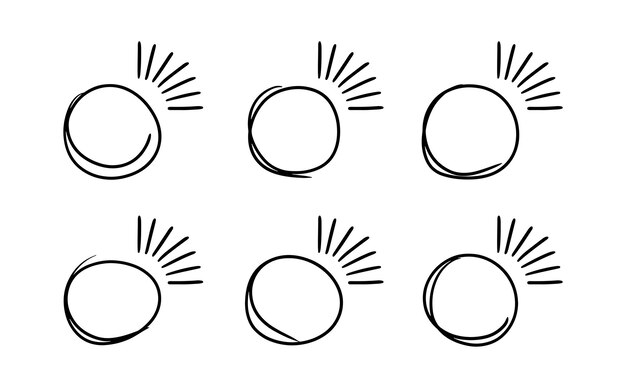 doodle circle brackets for quotation with sparkle ray elements hand drawn round line frame for title