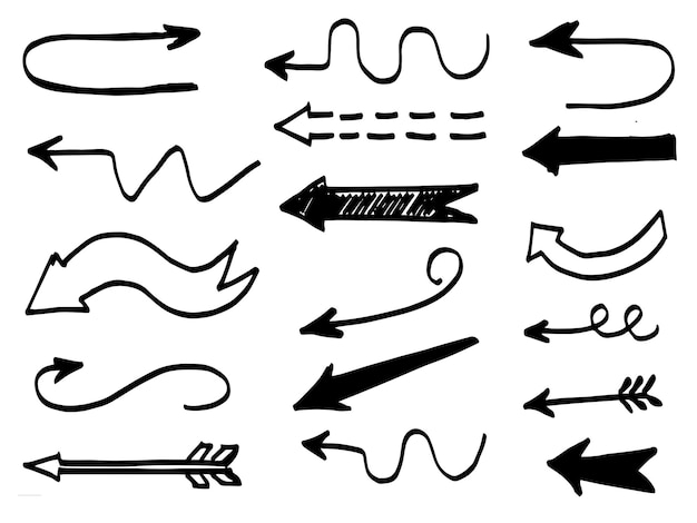 doodle design elements hand drawn arrows isolated on white background Vector illustration