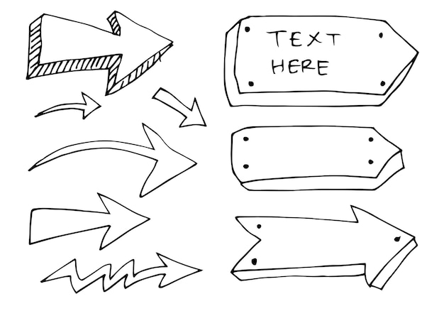doodle designelement handritade pilar isolerade på vit bakgrund Vektorillustration