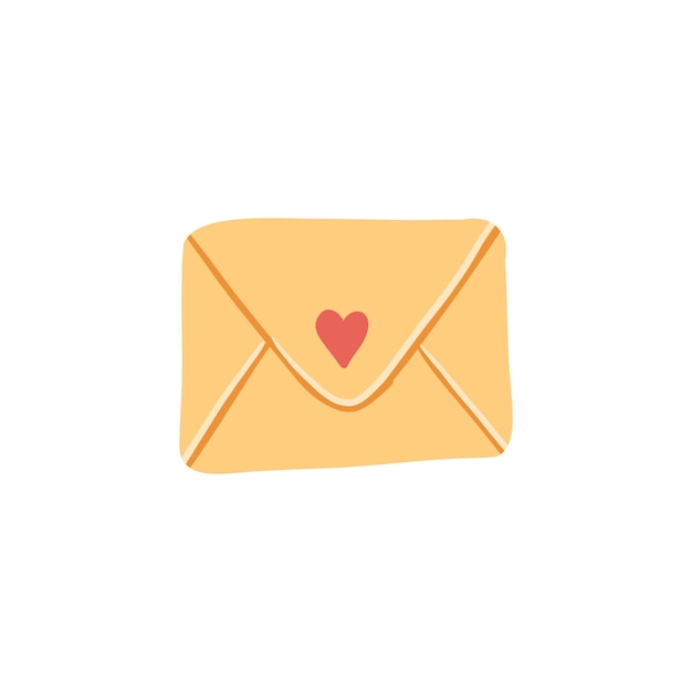 Doodle envelope with letter Hand made elements for design Valentines day Stickers