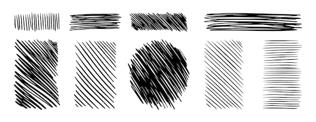 doodle hand drawn hatching texture lines set hatched strikethrough rectangle shapes diagonal