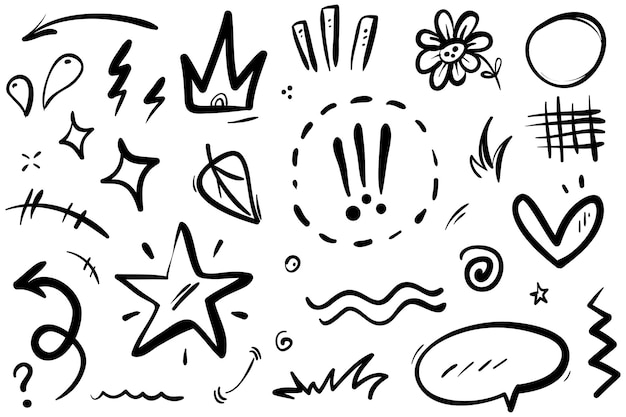 doodle lines arrows circles and curves vectorhand drawn design elements isolated on white background for infographic vector illustration