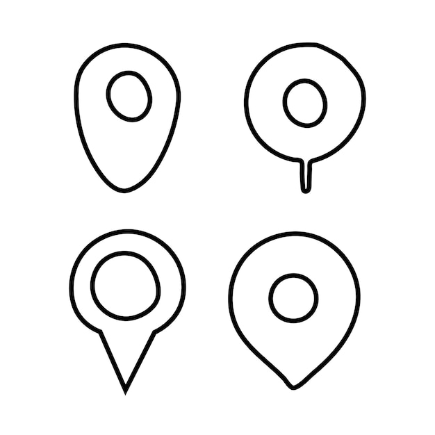 Doodle map pin place marker Location icon Cartoon map marker pointer icon set