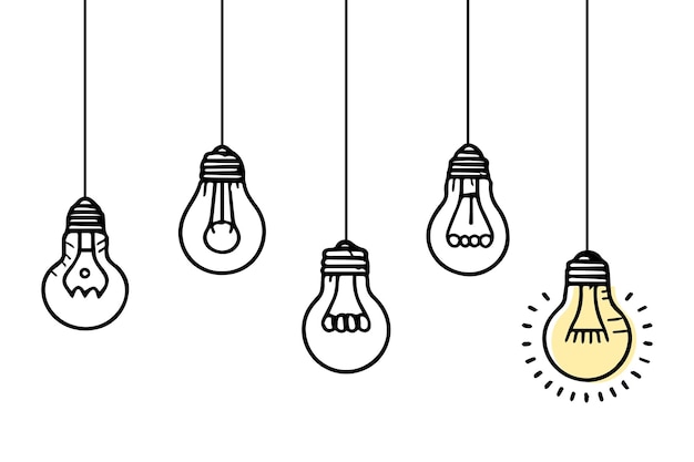 doodle of light bulb illustration idea symbol on white background