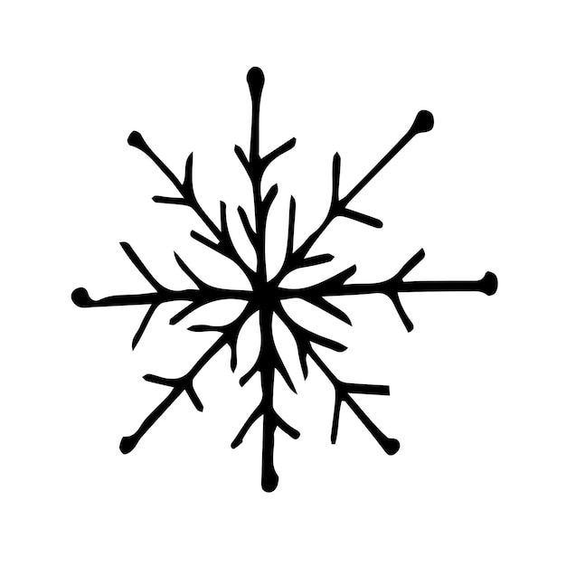 Doodle snowflake Hand drawn vector winter element isolated on white background