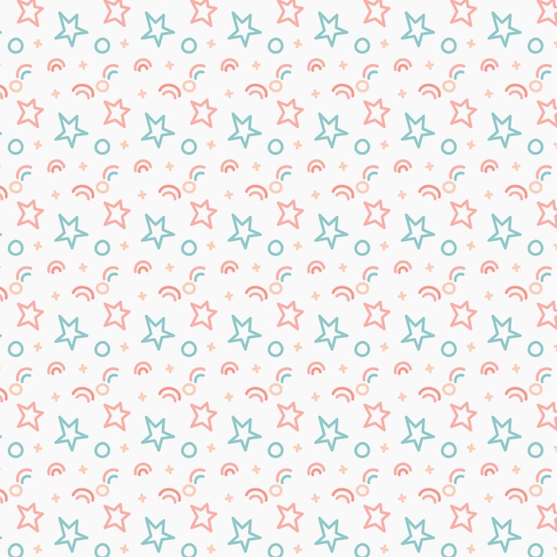 doodle stars and rainbow abstract seamless pattern