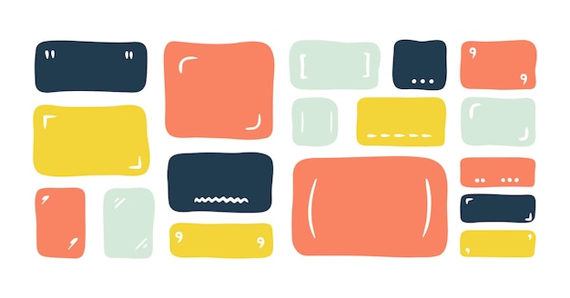 Doodle text box Hand drawn bubble shapes and frames for social media Kids color text shape