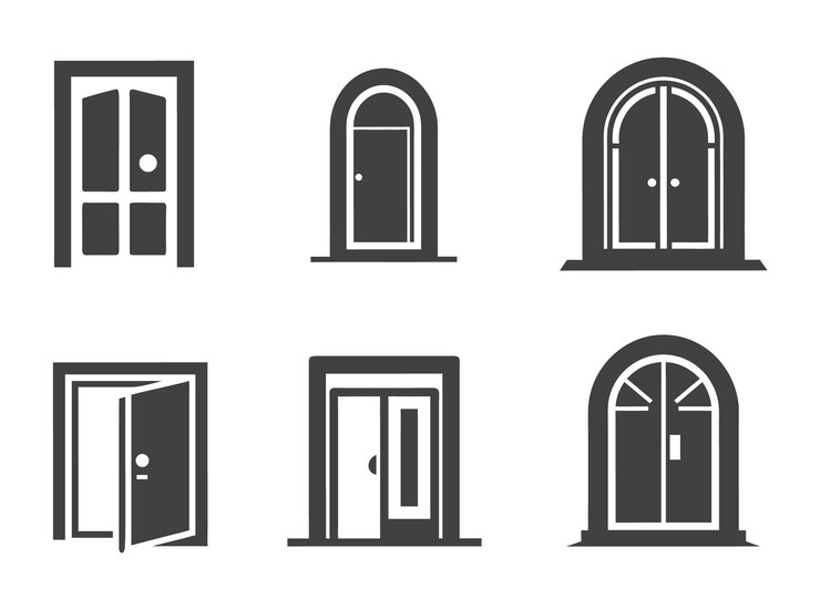 Door icon set vector