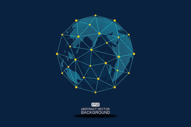 Dot and line links compose luminous sphere technology background technology effect vector elements
