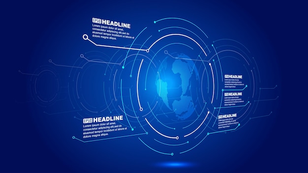Dot line link digital earth construction of global technology Internet technology vector background