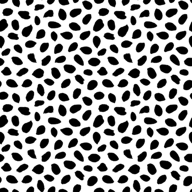 Dots or spots pattern Seamless texture background Trendy irregular design Painted brush strokes drops Chaotic hand drawn tile Abstract art fashionable fabric Vector black and white textile