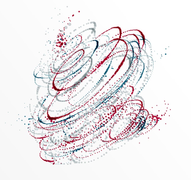Dots particles flowing vortex vector abstract background biology science theme whirl design dynamic elements in spin motion