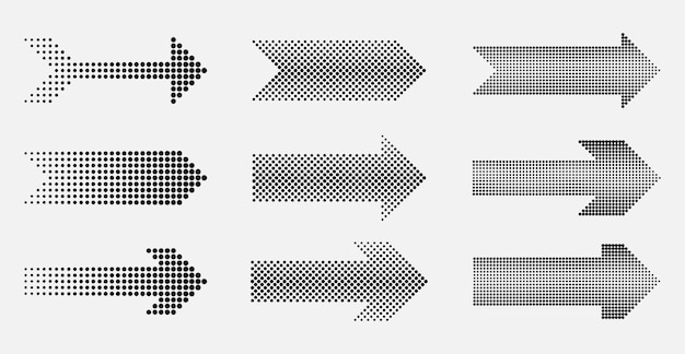 Dotted arrows icons set
