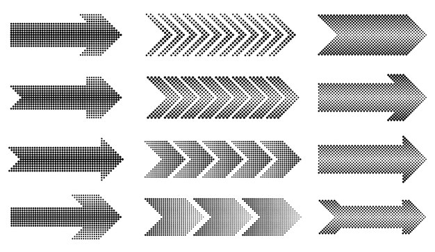 Dotted arrows icons set