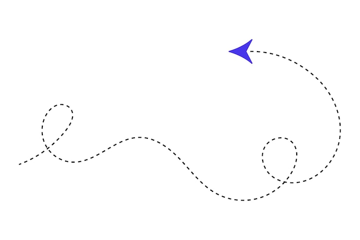 Vektör dotted line long curly arrow