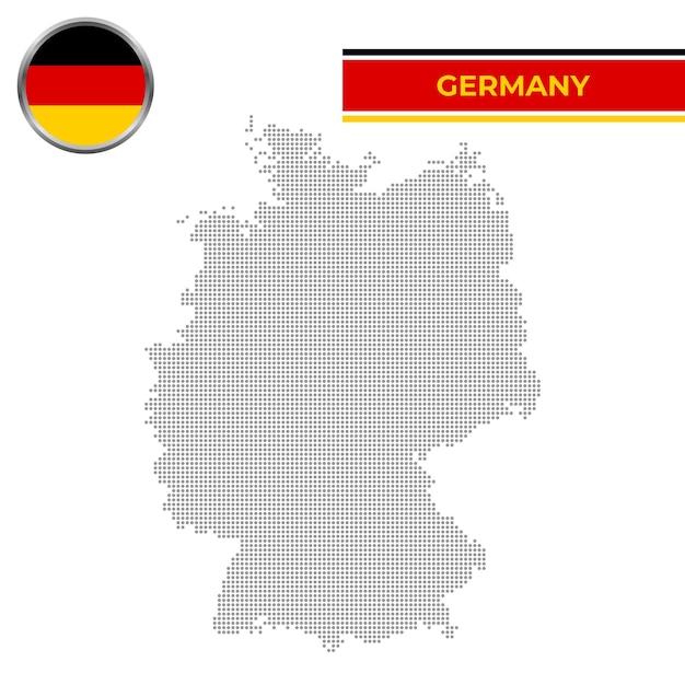 Dotted map of Germany with circular flag