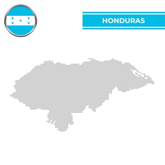 Dotted map of Honduras with circular flag