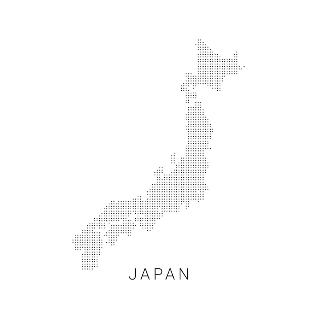 Dotted map of Japan The form with black points on light background