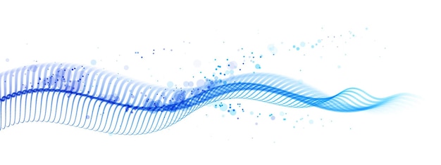 Dotted particles wave flow vector abstract technology and science background, big data flow, nanotechnology theme, beautiful abstraction design dots array cluster in wavy motion.