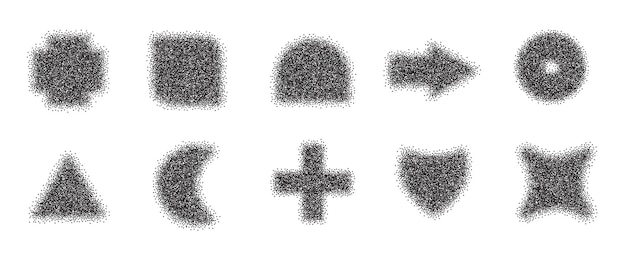 Dotwork abstract minimalistic geometric elements set Stipple shadows collection