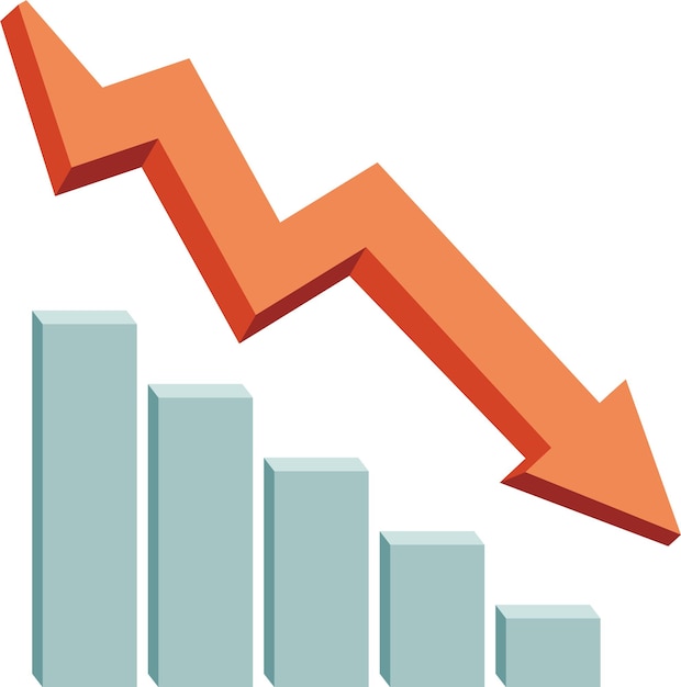 Down Downward Graph Reduce Fall Chart 3D
