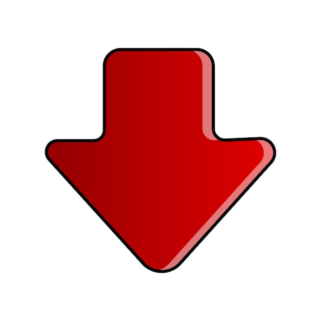 Down red arrow symbol vector illustration isolated on white background