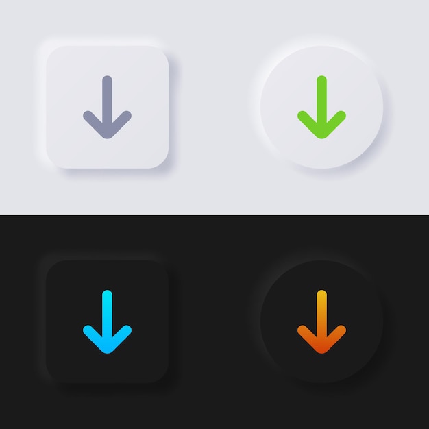 Download button icon set Multicolor neumorphism button soft UI Design for Web design Application UI and more Button Vector