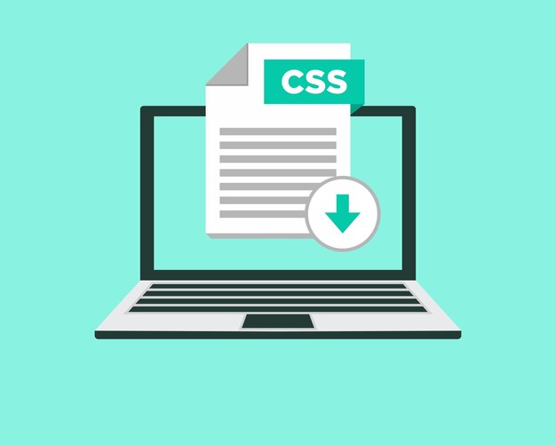 download css icon file with label on laptop screen downloading document concept
