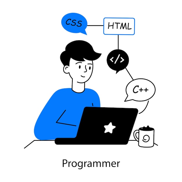 Download doodle mini illustration of programmer
