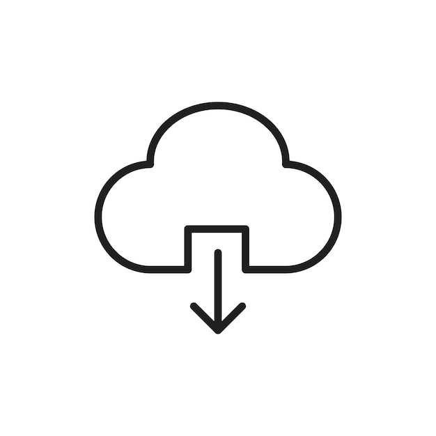 Download from Cloud icon outline set sign