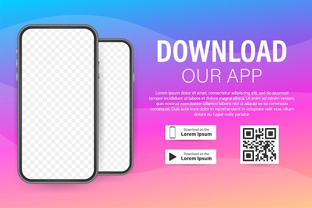 download page of the mobile app. empty screen smartphone for you app. download app. stock illustration