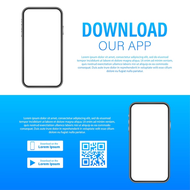 download page of the mobile app. empty screen smartphone for you app. download app. vector stock illustration.