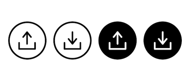 download upload vector icon set downloading symbol in circle for website and apps