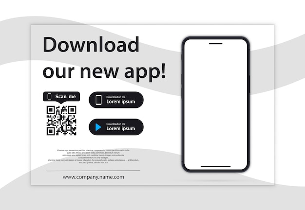 Downloadside til mobilappen. Tom skærm smartphone til dine apps. Download vores nye app, Mobil App. Indlæs knapper. Download vores app, baggrund. Bannerside for mobilapplikationen