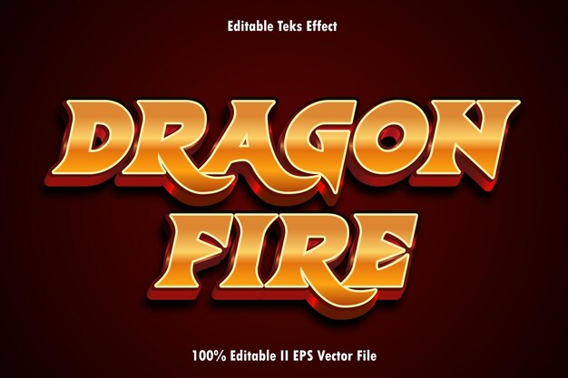 Dragon Fire Editable Text Effect 3d Emboss Gradient Style