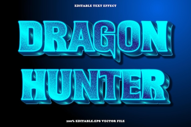 dragon hunter editable text effect 3d emboss gradient style